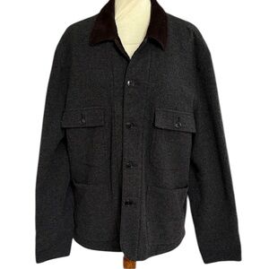Vintage Wallace & Barnes J Crew Gray Brown Tweed Chore Barn Wool Jacket Men’s XL